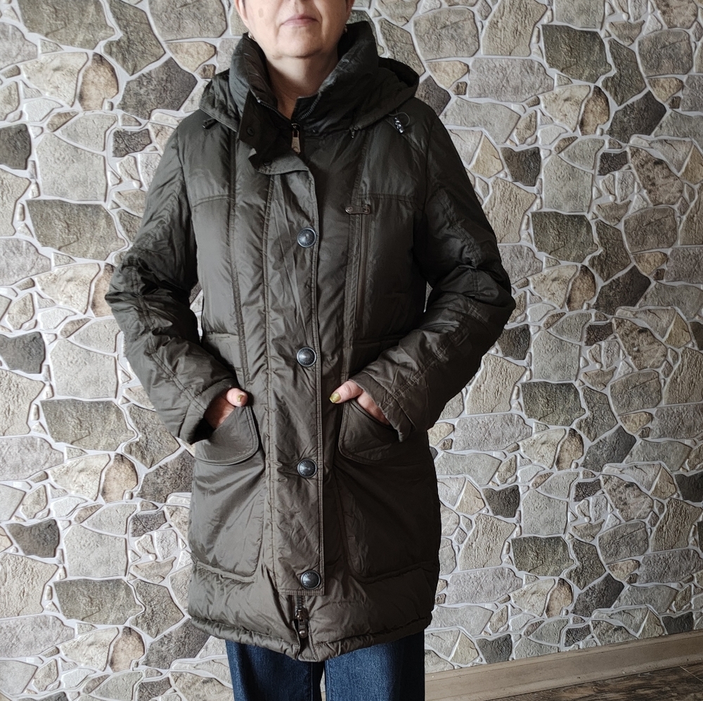 Women's Dark Green Hooded Puffer Coat